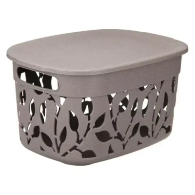 Коробка ФЛОРА 5,5л с крышкой французcкий серый 0,155*0,205*0,28 м (комплект 15 шт)