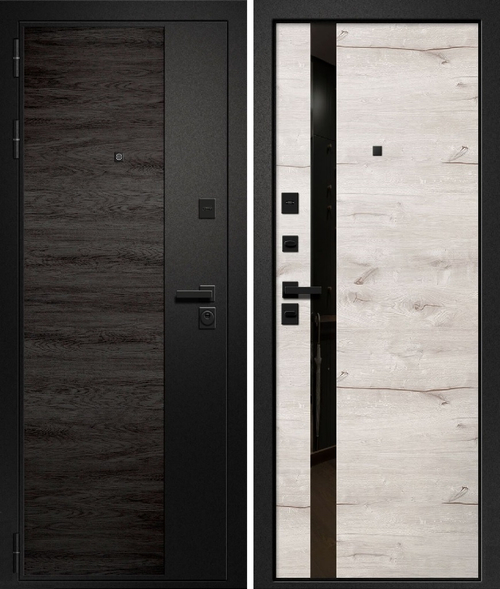 Входная дверь Ретвизан ОРФЕЙ 311 NEW Чёрный сатин+Астана Блэк Горизонт - Дуб Арктик Горизонт