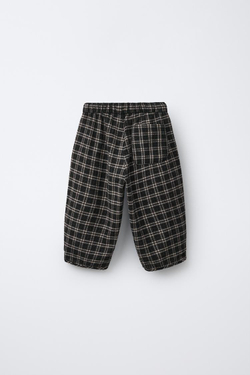 ZARA БРЮКИ БЭГГИ В КЛЕТКУ, ЧЕРНЫЙ