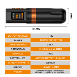Тату машинка Pepax Leve H2 Orange - 4,2mm stroke