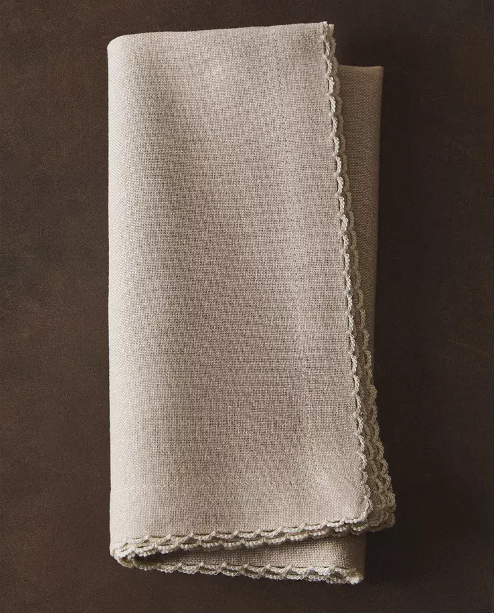 ZARA HOME САЛФЕТКИ С ФЕСТОНАМИ (НАБОР ИЗ 2 ШТ.), СВЕТЛО-БЕЖЕВЫЙ
