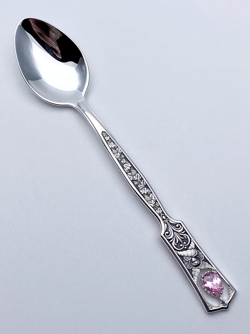 Ложка  из серебра/Чернение/Серафим/Со вставкой из фианитов