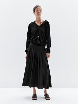 Massimo Dutti Свитер из смесовой шерсти с V-образным вырезом, черный