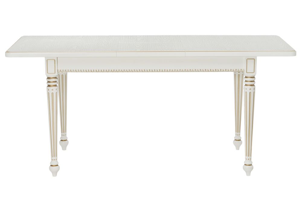 Деревянный стол Леджер 130(170)х75х77 слоновая кость / патина золото