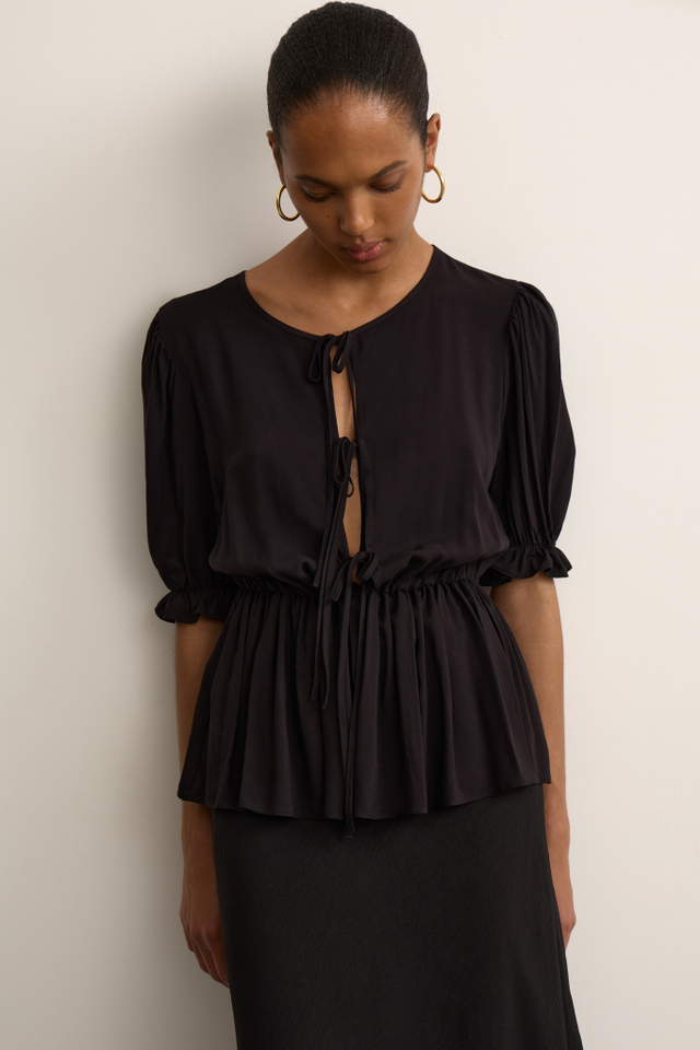 Блуза из хлопка с рукавами фонарик