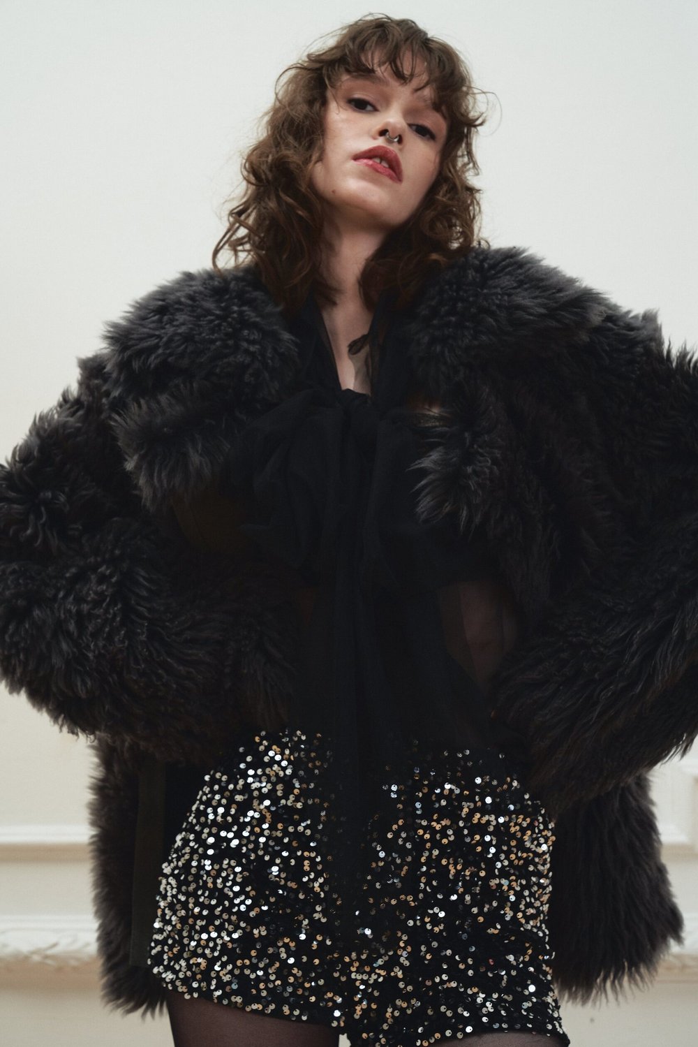 Двусторонняя шубка Grey, Серая