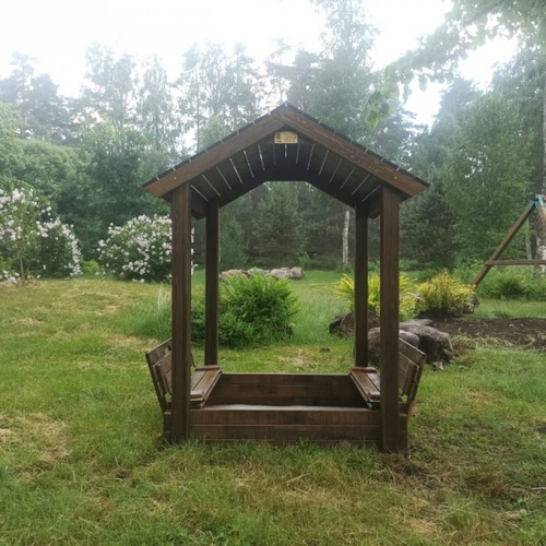 Песочница серия P модель 1 с крышкой Трансформер и теневым навесом