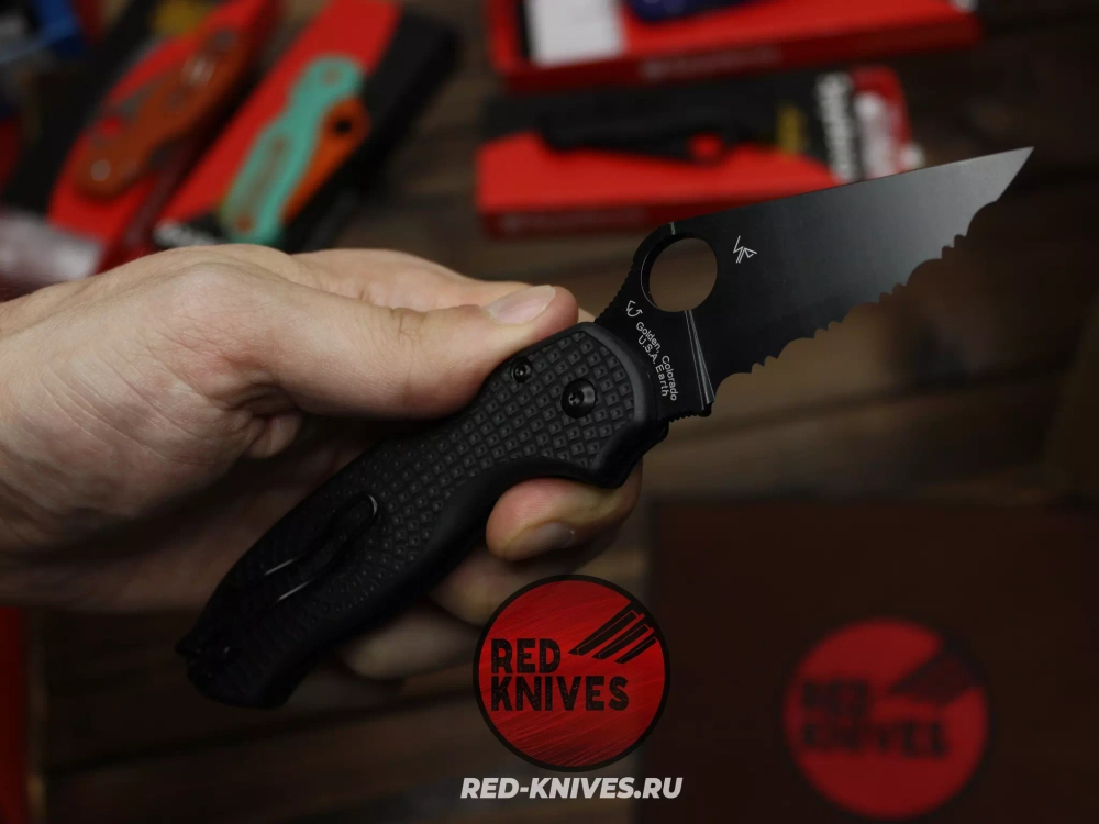 Нож Spyderco Para 3 LTW - черный серрейтор RK-481