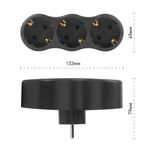 Разветвитель электрический SPx-3e-B на 3 розетки с заземл. 16А черн. Эра Б0059723