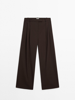 Massimo Dutti Брюки с двойными вытачками - STUDIO, коричневый