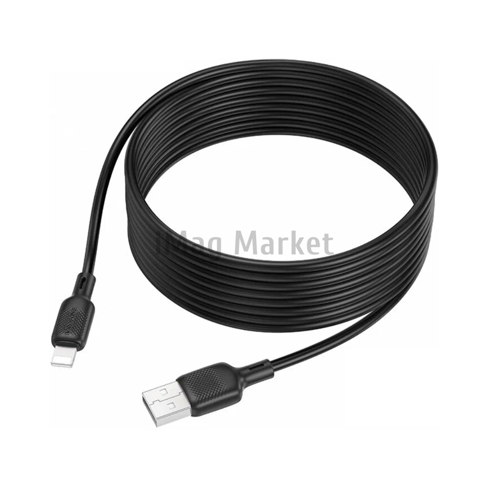 Зарядный кабель Borofone BX113, USB-A - Lightning, 2.4A, 18W, 3 м, черный