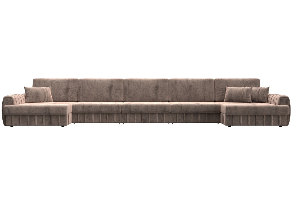 Диван П-образный Лига-057 НПБ МегаЛонг, TOWER 05 бежевый, Велюр, 129362