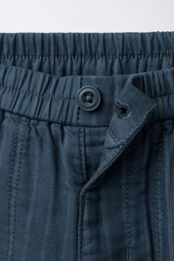 ZARA БРЮКИ BAGGY В ПОЛОСКУ, СИНИЙ