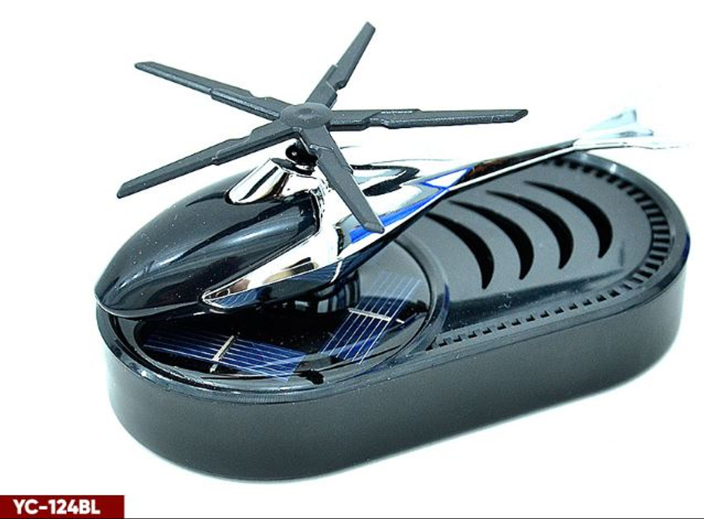 Ароматизатор-игрушка -на торпеду- Вертолет - солн батар (жидк)- YC-124BL черный