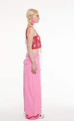 Брюки Kraizy Stripes Cut-off розовые