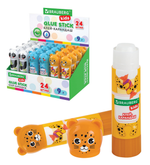 Клей-карандаш 9г. "Зверята: панда, слон, леопард" фигурный колпачок (BRAUBERG)