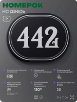 Номерок на дверь квартиры 442, для кабинета, офиса, шильдик 9 х 7 см, черный, Айдентика Технолоджи