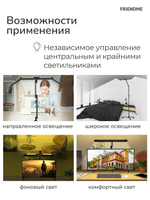 Светильник FRIENDME бестеневой напольный/настольный светодиодный No. FL01 черный с тройным источником света. Яркость - 1300 lum. 24W. с пультом