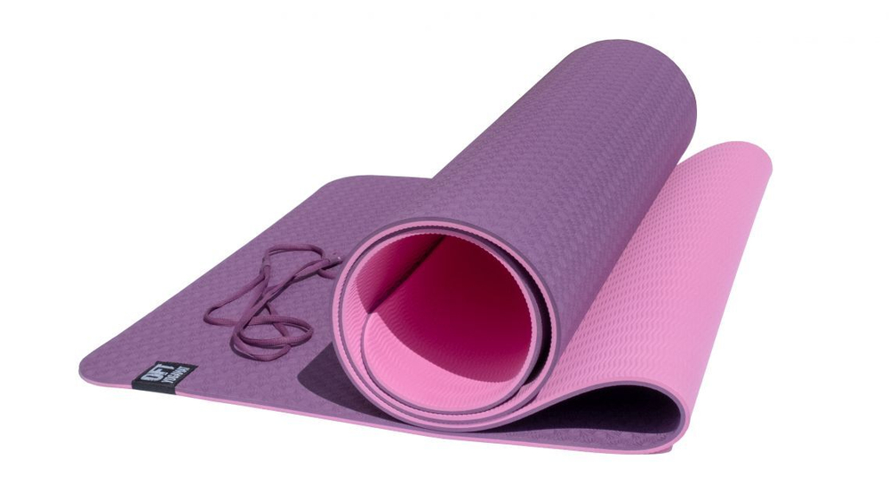 Коврик для йоги OFT 6 мм двуслойный TPE бордово-розовый