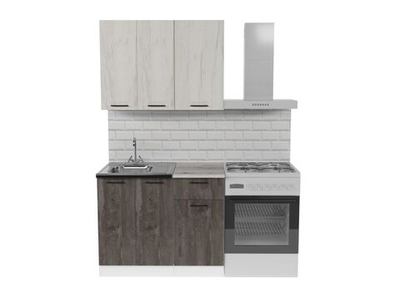 Кухонный гарнитур Сиена мини 1000 мм (Дуб грей/Бетон темный/Белый, Сосна)