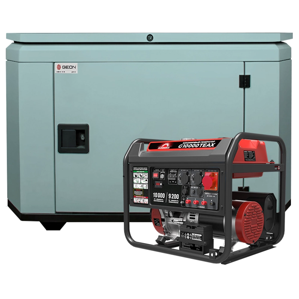 Генератор бензиновый SUNREKA G10000TEAX с кожухом Geon 1200 RAL 7031