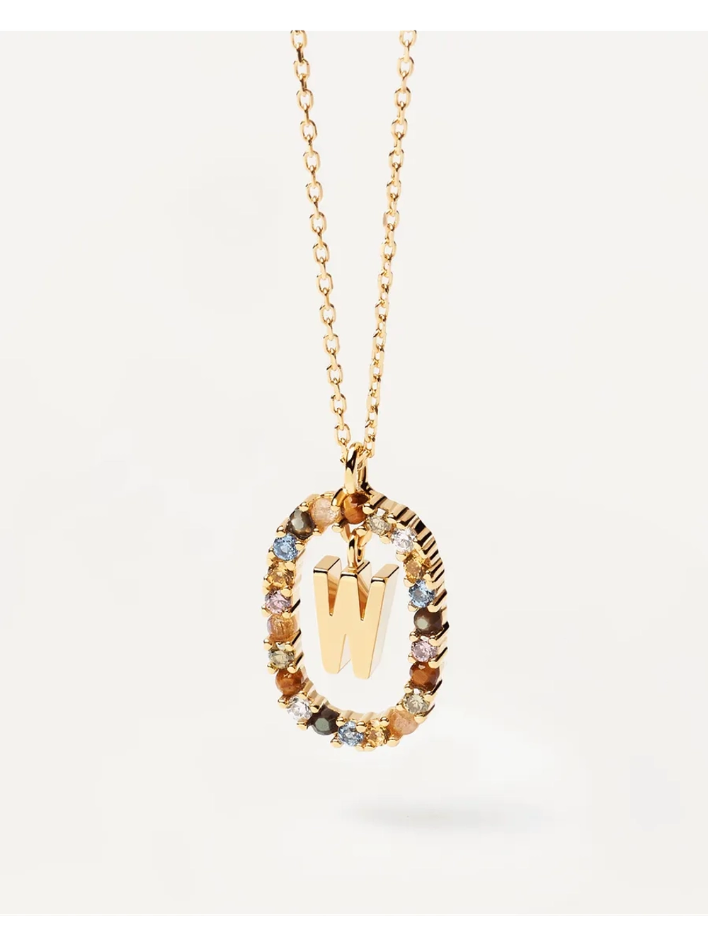 Колье Буква W серебро 925 пробы покрытое золотом