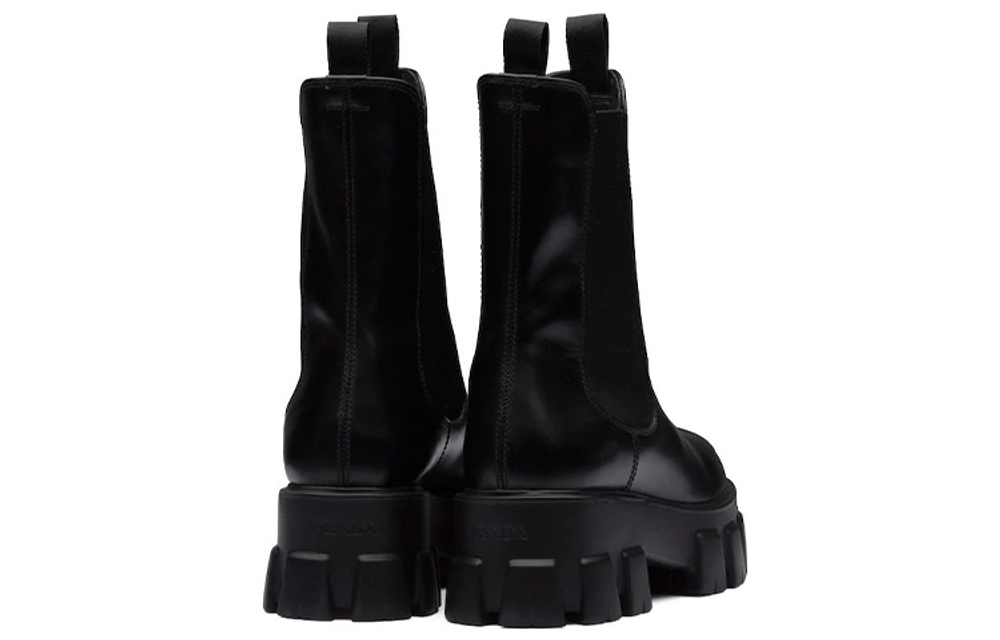 PRADA Monolith 55mm Ankle Boot Black Brushed Leather Women"s