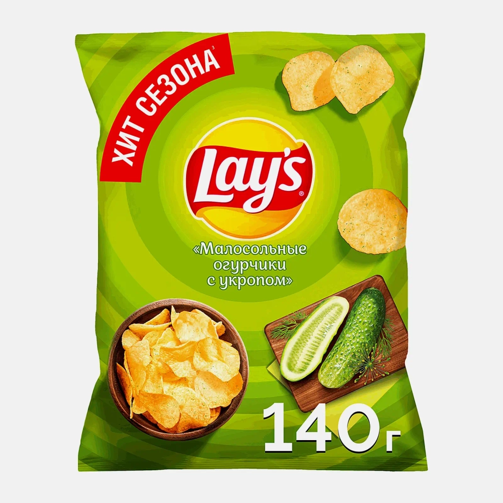 Чипсы Lays Малосольные огурчики с укропом 140г