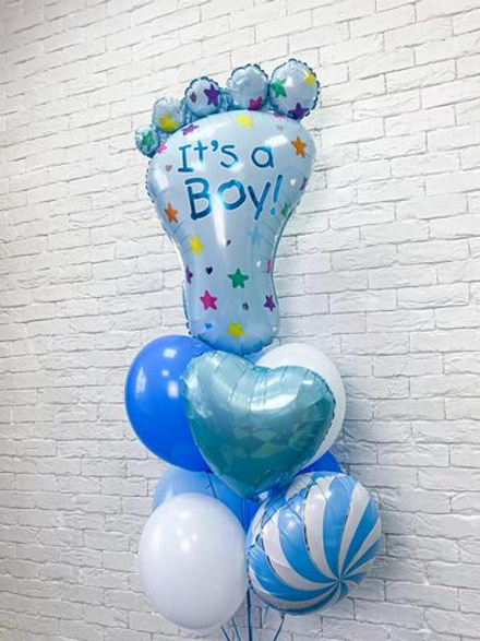 Композиция из воздушных шаров "У нас мальчик"
