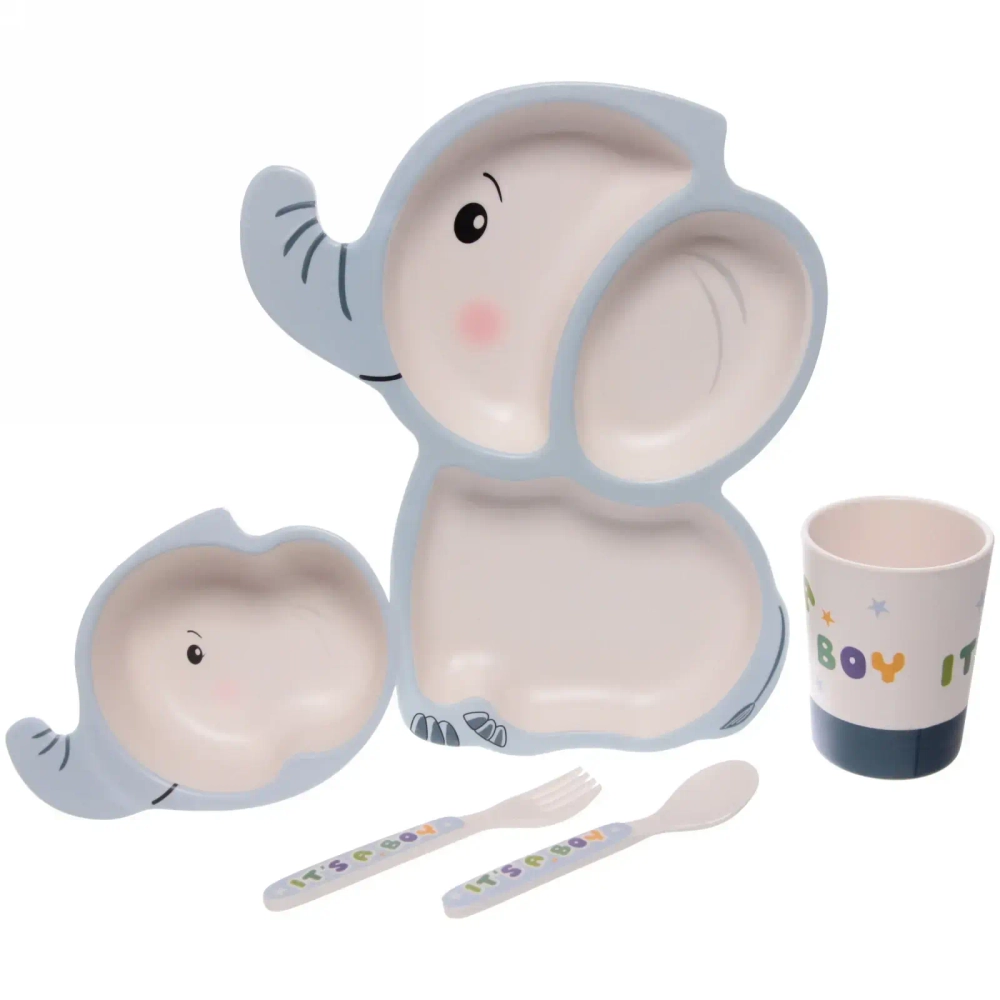 Набор детской посуды из бамбука 5 предметов «Слон»