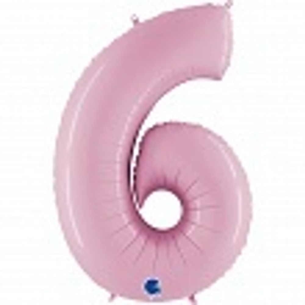 Шар (40""/102 см) Цифра, 6, Розовый, 1 шт. е73