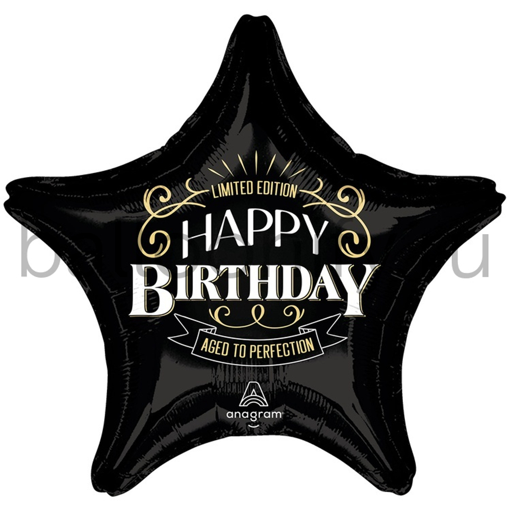 Фольгированная фигура, звезда с рисунком, HB Звезда черная, 28"/71CM W 28"/71CM H