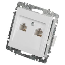 Розетка Intro Accent 6-304-01 информационная 2xRJ45, IP20, СУ, белый | Intro