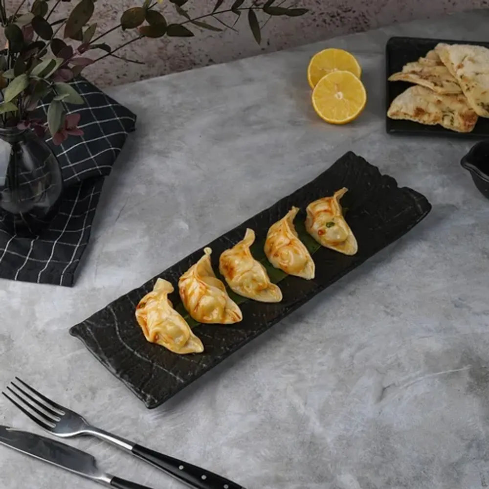 Блюдо прямоугольное 33*11 см h2,5 см с бортом Side Up1 Black Raw Wood P.L. Proff Cuisine [3]