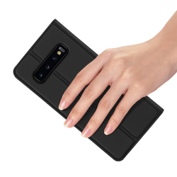 Чехол книжка из PU кожи черного цвета от Dux Ducis для Samsung Galaxy S10 Plus, серия Skin Pro Series Case
