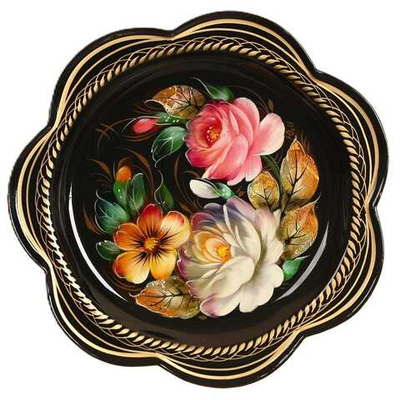 Жостовский поднос декоративный, размер 18 см (A1), металлический