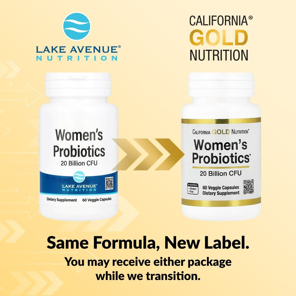 California Gold Nutrition, пробиотики для женщин, со смесью пробиотических бактерий, бифидобактериями лактис, ацидофильными лактобактериями и лактобактериями рамнозус, 20 млрд КОЕ, 60 вегетарианских капсул