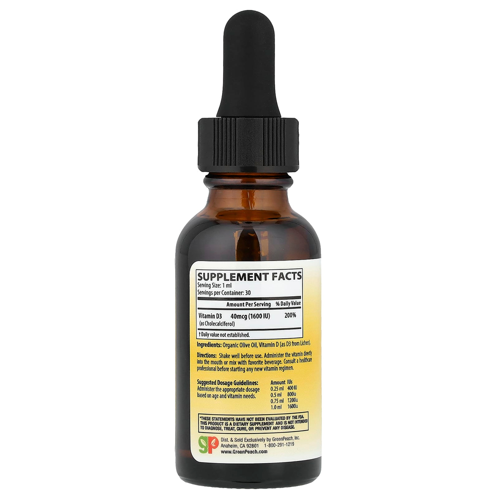 GreenPeach, веганский витамин D3, 30 мл (1 жидк. унция)