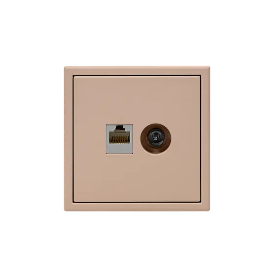 Розетка компьютерная + телевизионная 2-м СП ArtGallery RJ45 кат.5E + TV механизм песочн. SE GAL001289