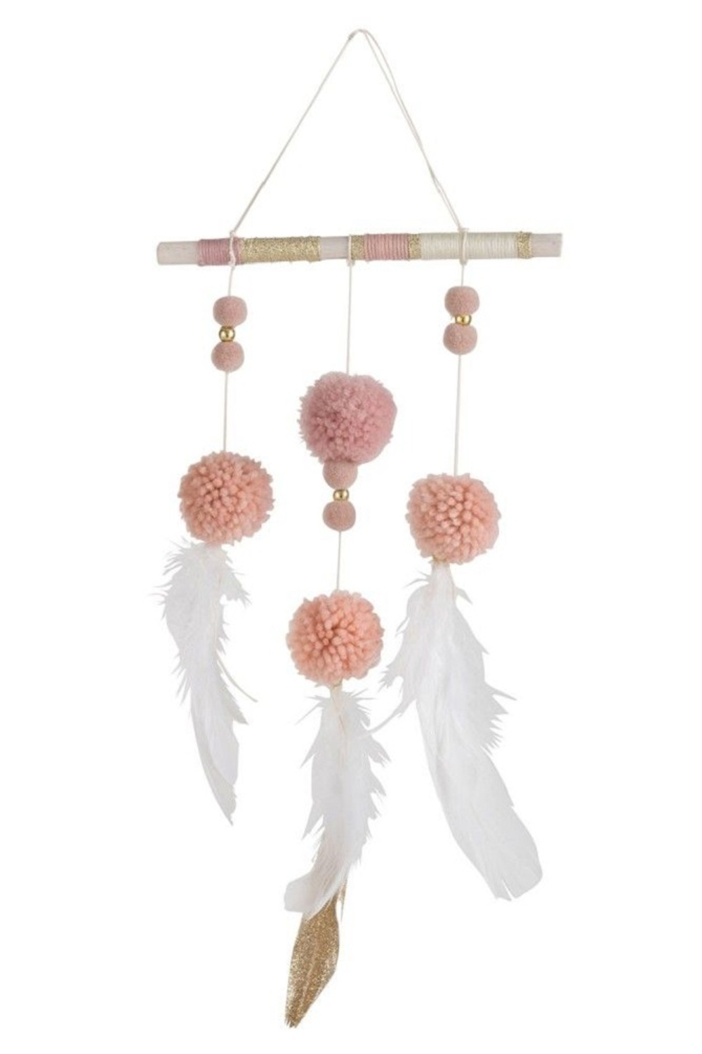 Декор подвесной "Ловец снов" 18х43см Дерево,перо,текстиль