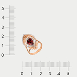 Кольцо женское из красного золота 585 пробы с корундом и фианитами (арт. Кэ-366)