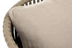 "Мальорка" кресло плетеное из роупа, основание дуб, роуп серо-коричневый 23мм, ткань бежевая 15052