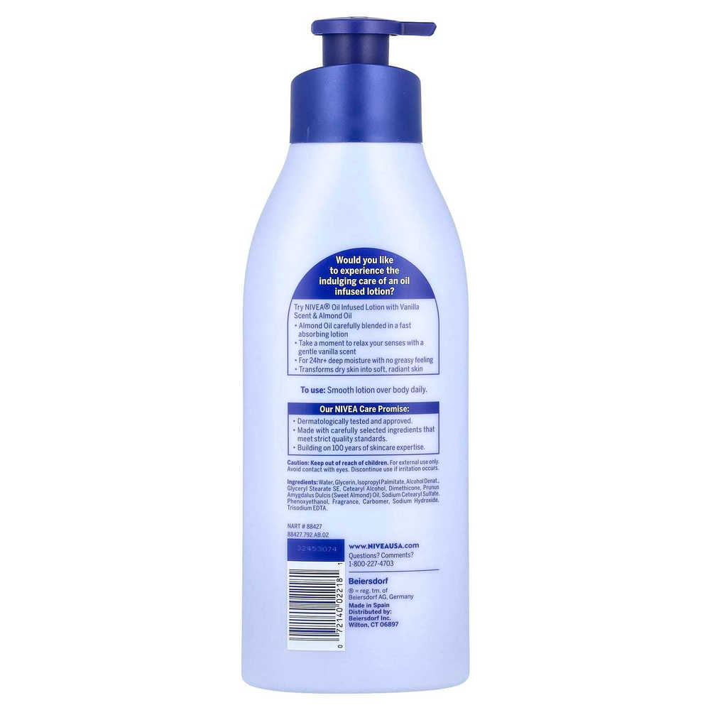 Nivea, Масляный лосьон, ванильное и миндальное масло, 500 мл (16,9 жидк. унц.)