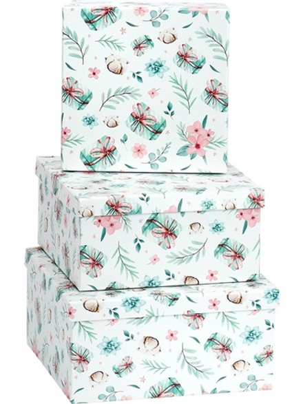 Набор подарочных коробок 3в1 "Нежность" 19,5*19,5*11см-15,5*15,5*9см