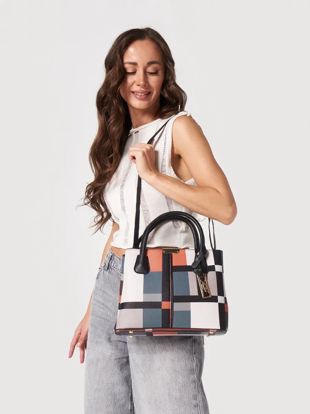 Сумка через плечо кожаная тоут классика средняя