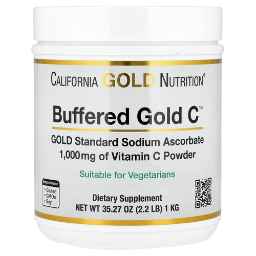 California Gold Nutrition, Buffered Gold C™, некислый витамин C в порошке, аскорбат натрия, 1 кг (2,2 фунта)