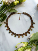 Колье "Черепица" ручной работы из бисера и камня Турмалин