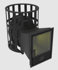 Печь-Камин для бани Воевода 15 Д-1 сетчатый кожух