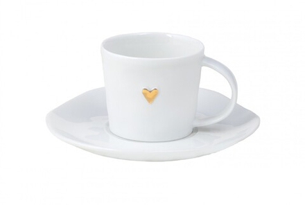 Raeder Чашка для эспрессо с блюдцем золотое сердце