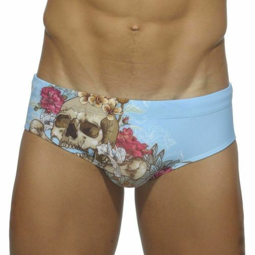 Мужские плавки брифы голубые с принтом Addicted